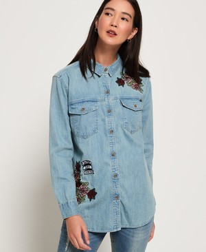 Superdry Oversized Denim Női Ing Kék | LQAWK0795